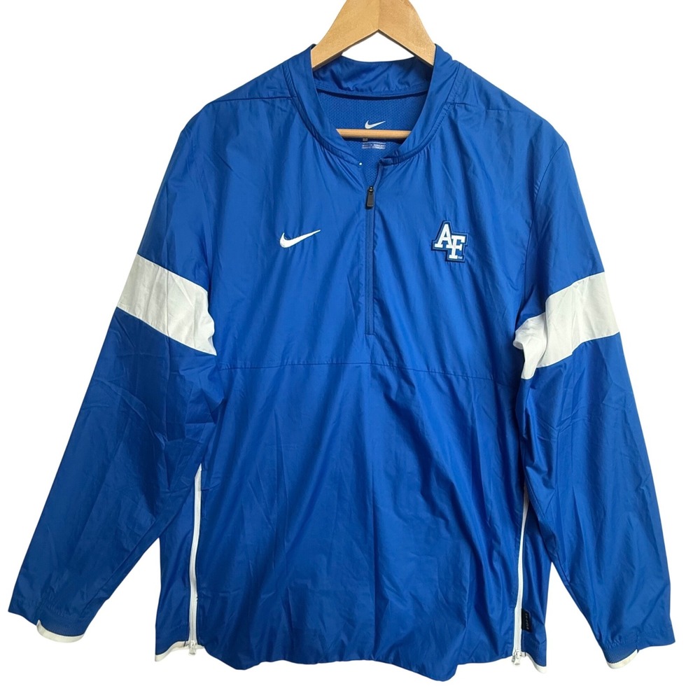 Nike Air Force Falcons Blue Half Zip Windbreaker Jacket Pullover Men's L
